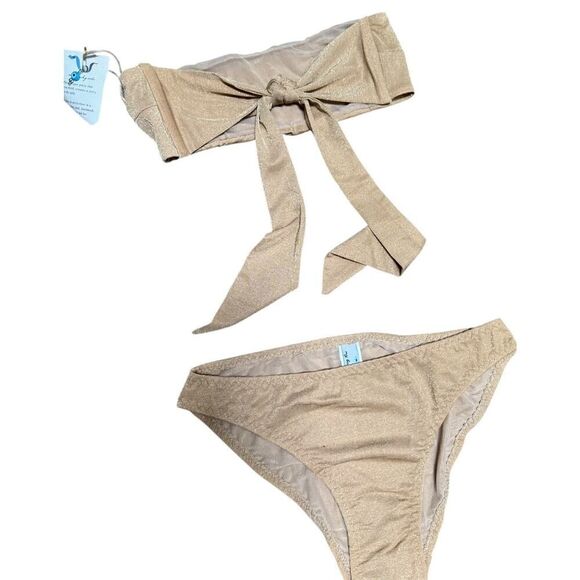 MYBEACHYSIDE Tan Tie-back Bandeau Bikini Set - Size 2 - NWT - Picture 3 of 3
